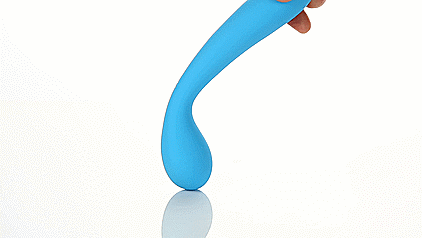 GIF shows how the Cloud 9 G-Spot Slim Double vibrator collapses back into itself when pressure is applied to the tip for a fully-flexible design | Kinkly Shop