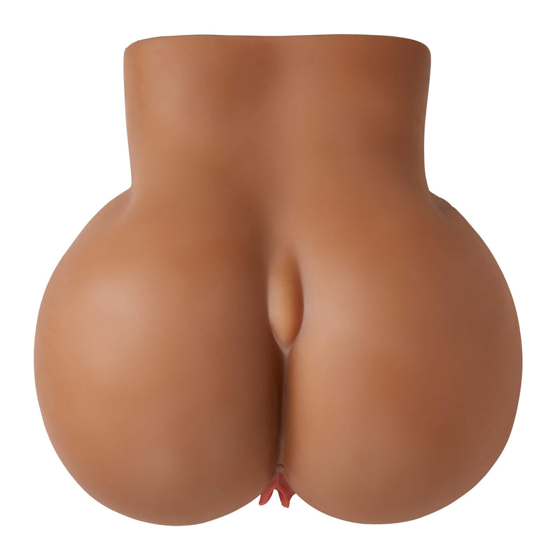 A top-down view of the Cloud 9 Life-Size Portable Sex Doll in Brown. This shows the waist-to-hip-ratio of the sex doll - which is extremely high. The doll has a slim, straight waist that goes straight into a bubbled butt. The tailbone indentation is also very pronounced for more realism on this portable sex doll. | Kinkly Shop