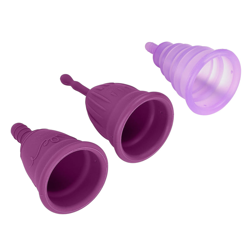 Side view of the Cloud 9 Reusable Menstrual Cups shows the hollow interiors of all three menstrual cups | Kinkly Shop