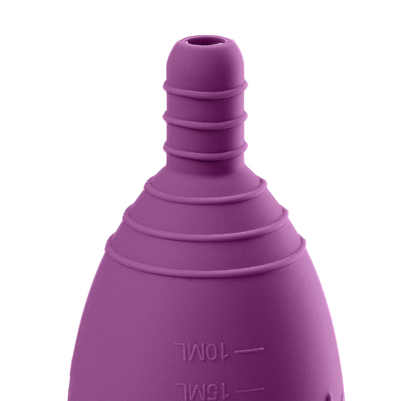 Close-up of the valve tip of one of the period cups in the Cloud 9 Reusable Menstrual Cups kit | Kinkly Shop
