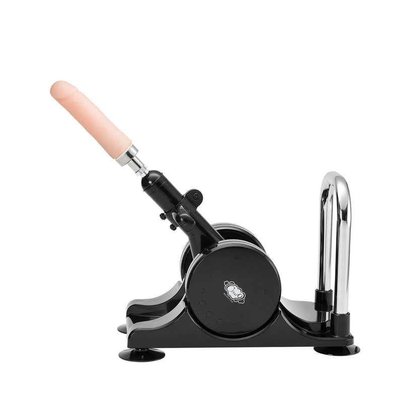 Cloud 9 Portable Power Thruster with dildo pointing upwards for adjustable sex machine example | Kinkly Shop