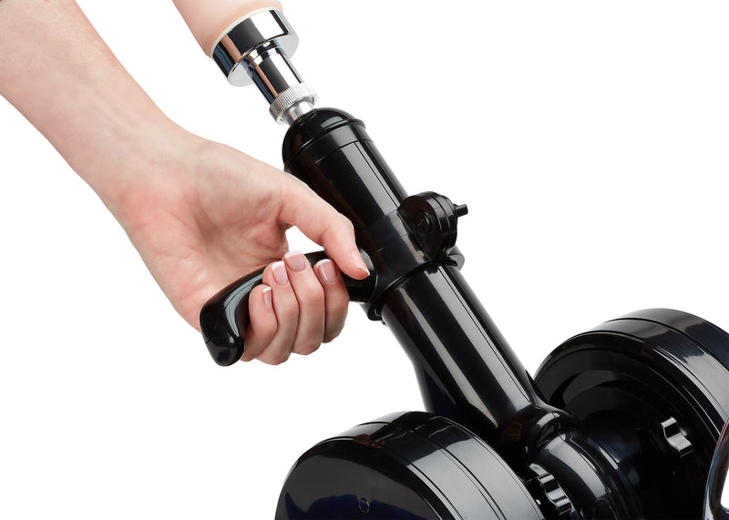 Hand gripping the adjustable thrusting angle control handle on the Cloud 9 Portable Power Thruster | Kinkly Shop