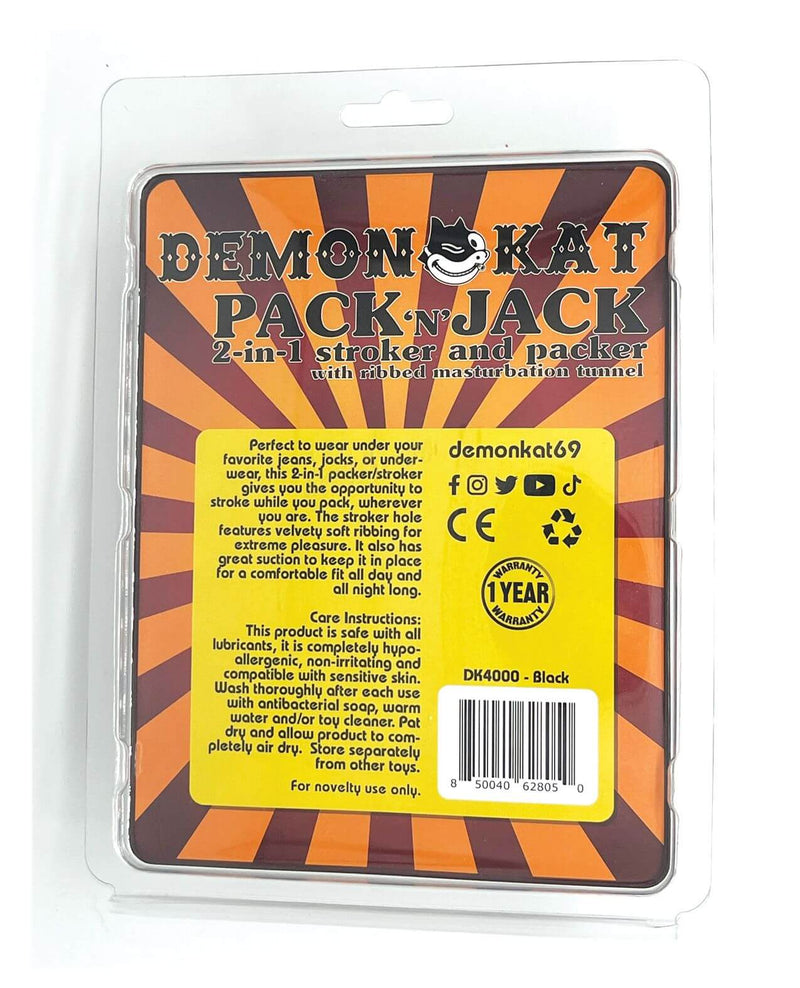 Backside of the packaging for the Demon Kat Pack N Jack | Kinkly Shop