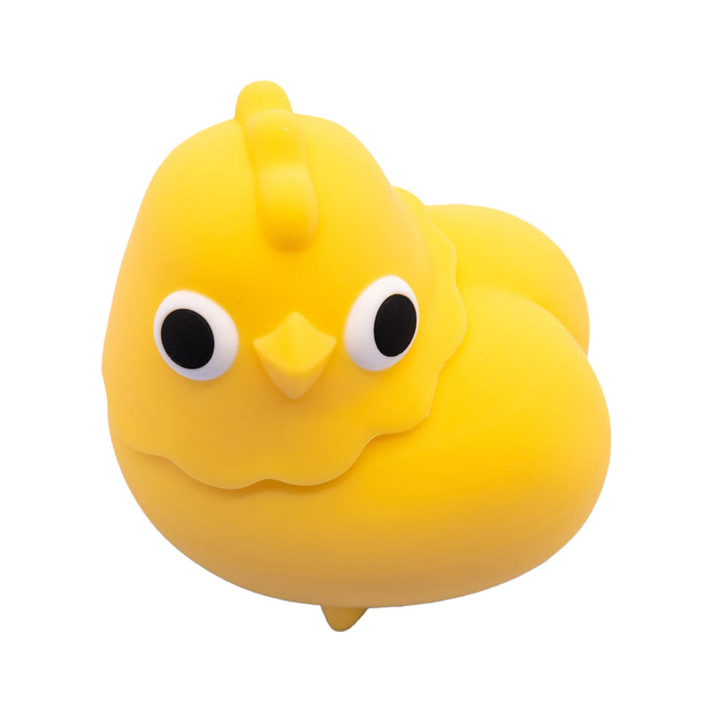 The Emojibator Chickie staring at the camera. It looks like an Emoji of a Chicken with wide, googly-looking eyes. | Kinkly Shop