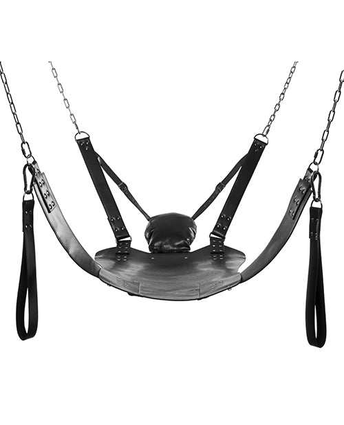 XR Brands Extreme Sling shown hanging from a hanging point with no person in it. | Kinkly Shop