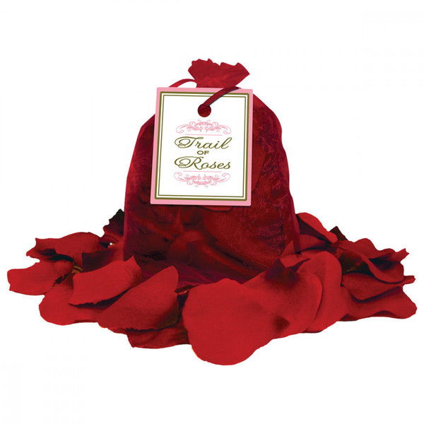 Bag of fake rose petals in a drawstring bag with the Trail of Roses | Kinkly Shop