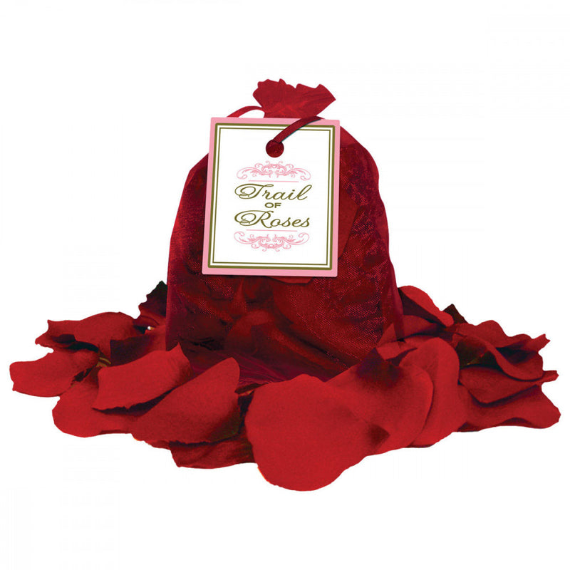 Bag of fake rose petals in a drawstring bag with the Trail of Roses | Kinkly Shop