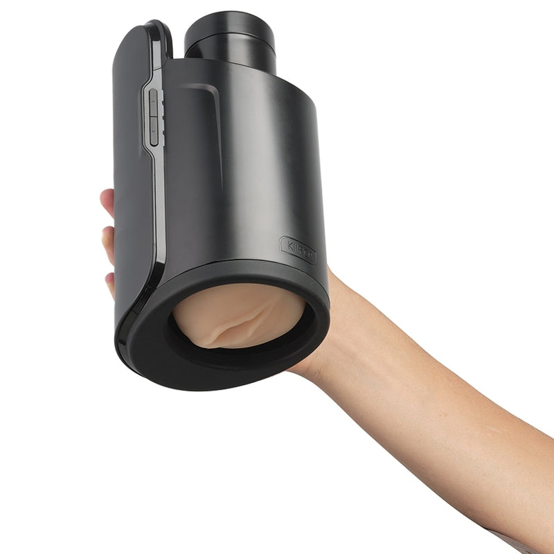 A hand holding the KIIROO KEON in one hand in a way that shows the vaginal orifice of the penis sex machine | Kinkly Shop
