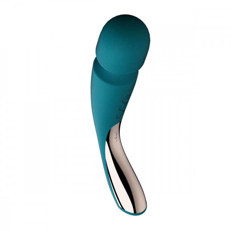 A close-up of the head of the LELO Smart Wand 2 Medium massager. This view makes it clear that the silicone head is very smooth with no texturing, and it does not have any visible seams either. | Kinkly Shop