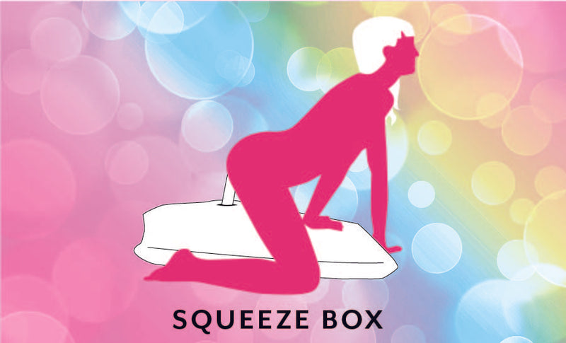 Squeeze Box sex position which shows a person on all fours enjoying a hands-free dildo that is inserted into the Liberator Humphrey | Kinkly Shop
