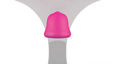 GIF shows the Lovense Ferri being placed into a pair of illustrated underwear. The text on the GIF says "Ferri can be used with any panty. Designed for public play, suitable for any location." | Kinkly Shop