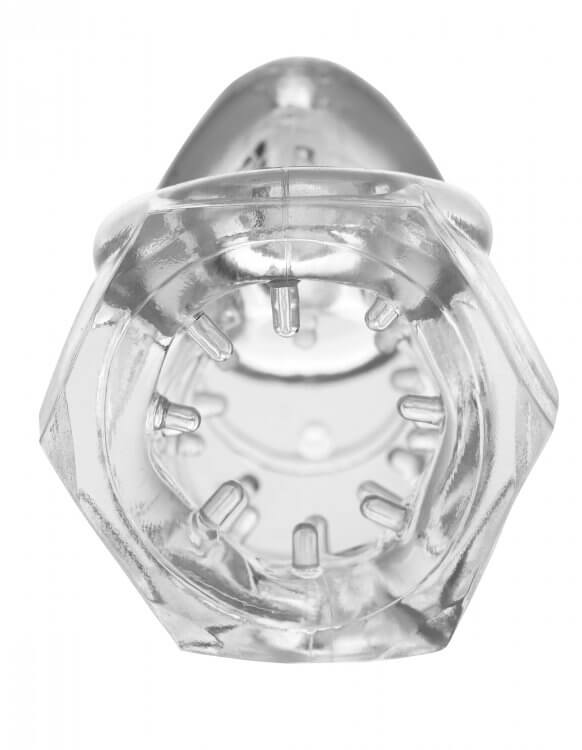 Close-up of the built-in nubs. The row closest to the entrance is best in view with this angle, but nubs can be seen in the background throughout the entire Master Series Detained 2.0 Restrictive Chastity Cage. | Kinkly Shop