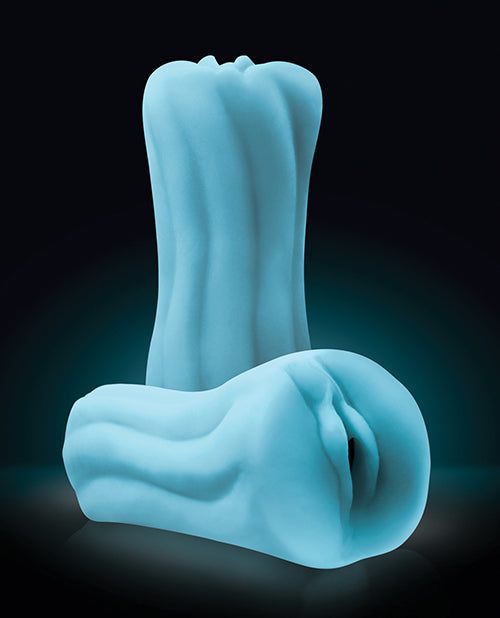 Glow in the Dark Penis Stroker in blue with the NS Novelties Firefly Yoni | Kinkly Shop