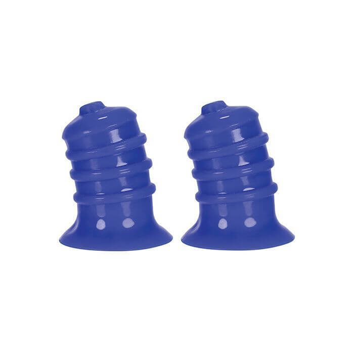 Oxballs Elong Nipsuckers in Cobalt Blue in front of a white background | Kinkly Shop