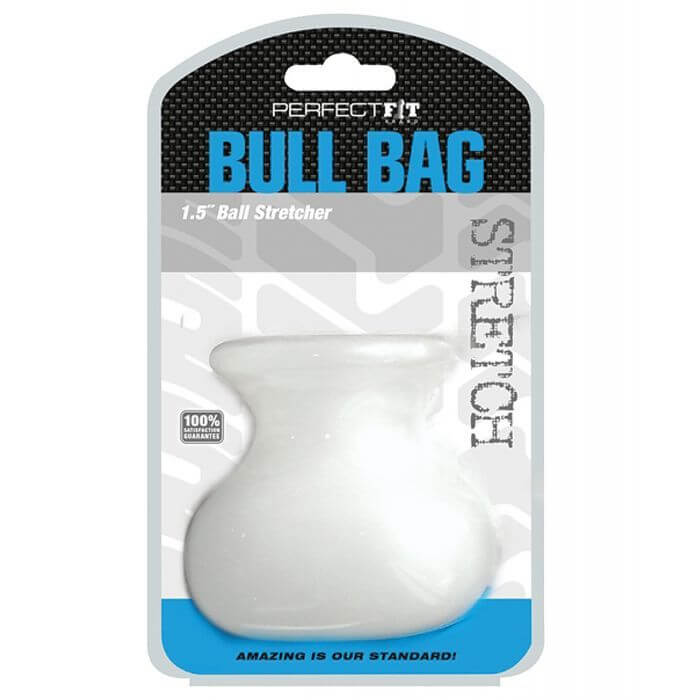Packaging for the Perfect Fit Bull Bag in Clear in 1.5". It's a blister-pack packaging that's see-through to showcase the entire product. | Kinkly Shop