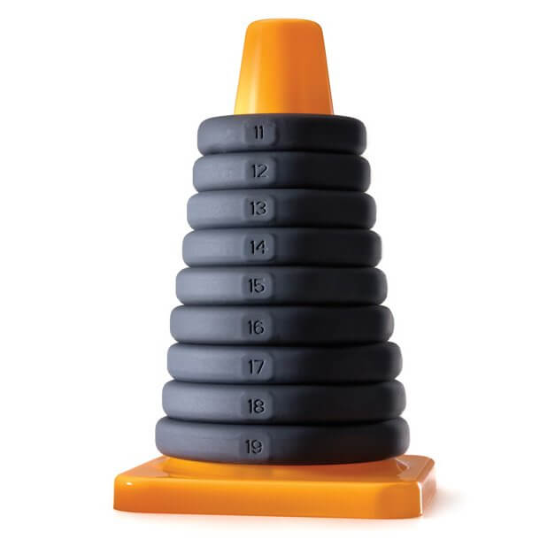 Perfect Fit Play Zone Cock Ring Sizing Kit shows all of the 9 cock rings on their cone storage system. | Kinkly Shop