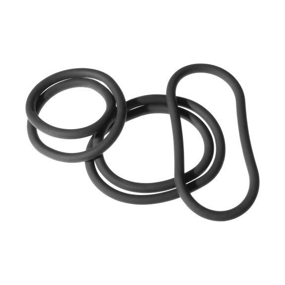 Perfect Fit Slim Wrap Cock Rings laying out one top of each other. This shows how stretchy and easy to loop the length of cock rings are. | Kinkly Shop