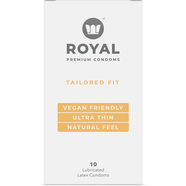 Royal Tailored Fit Ultra Thin Vegan Latex Condoms - 10 Pack packaging | Kinkly Shop