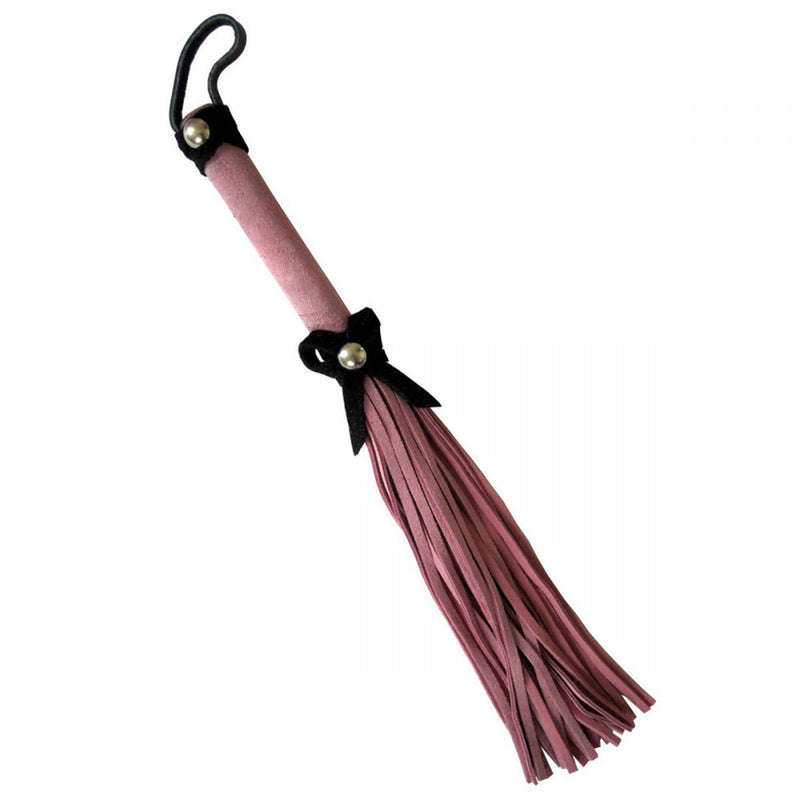 Ruff Doggie Styles Love Knot Travel Pink Flogger with black bows | Kinkly Shop