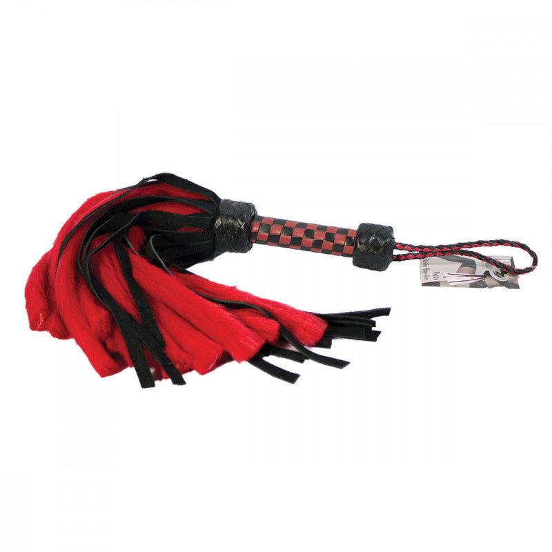 Ruff Doggie Styles Suede and Fluff Mini Flogger in Red | Kinkly Shop