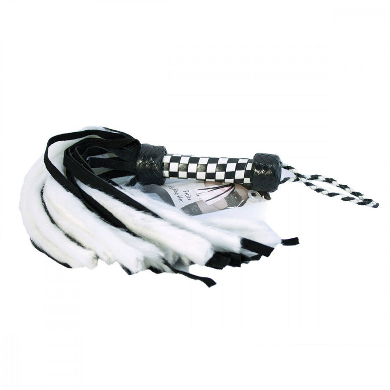 White flogger with the Ruff Doggie Styles Suede and Fluff Mini Flogger in white | Kinkly Shop