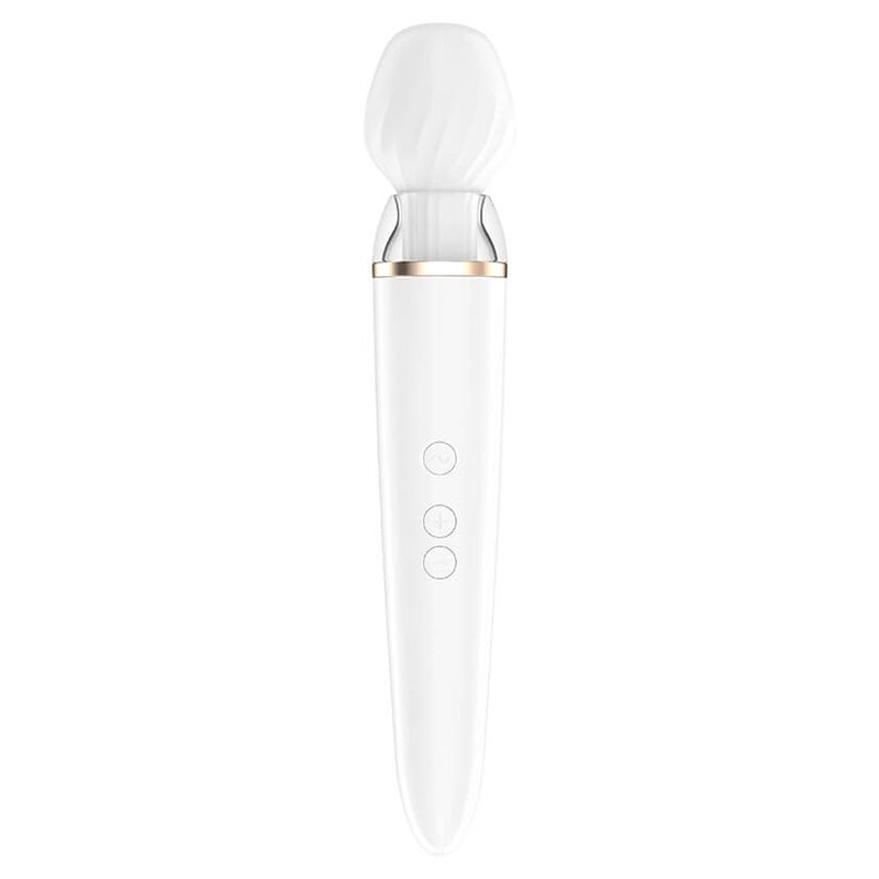 The Satisfyer Double Wand-er up against a plain white background. | Kinkly Shop