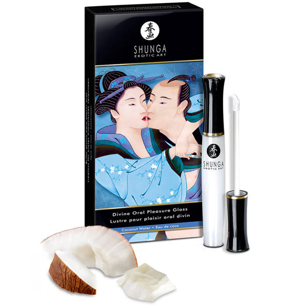 Shunga Divine Oral Pleasure Lip Gloss in Coconut Water flavor | Kinkly Shop