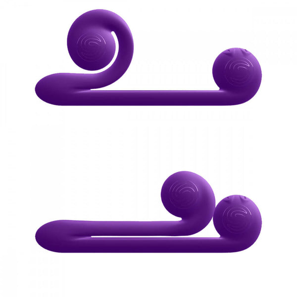 Snail Vibe sex toy in Purple fully unfurled and fully curled up | Kinkly Shop