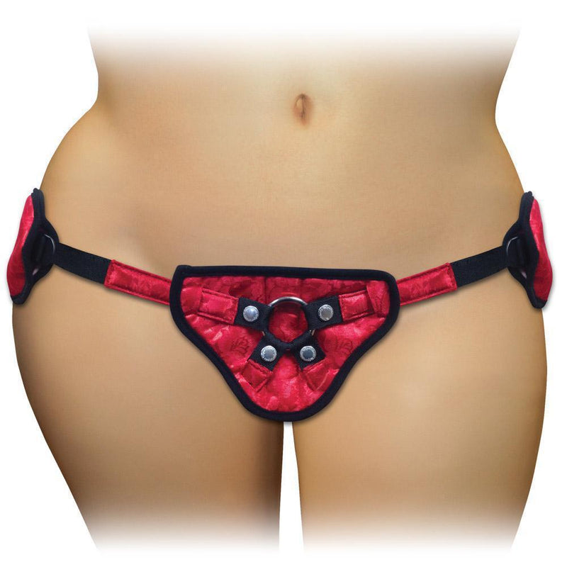 Sportsheets Curvy Size Red Lace w/Satin Strap On - Kinkly Shop