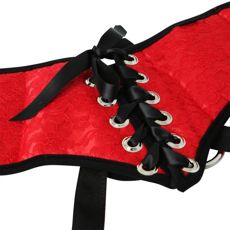 Sportsheets Curvy Size Red Lace w/Satin Strap On - Kinkly Shop