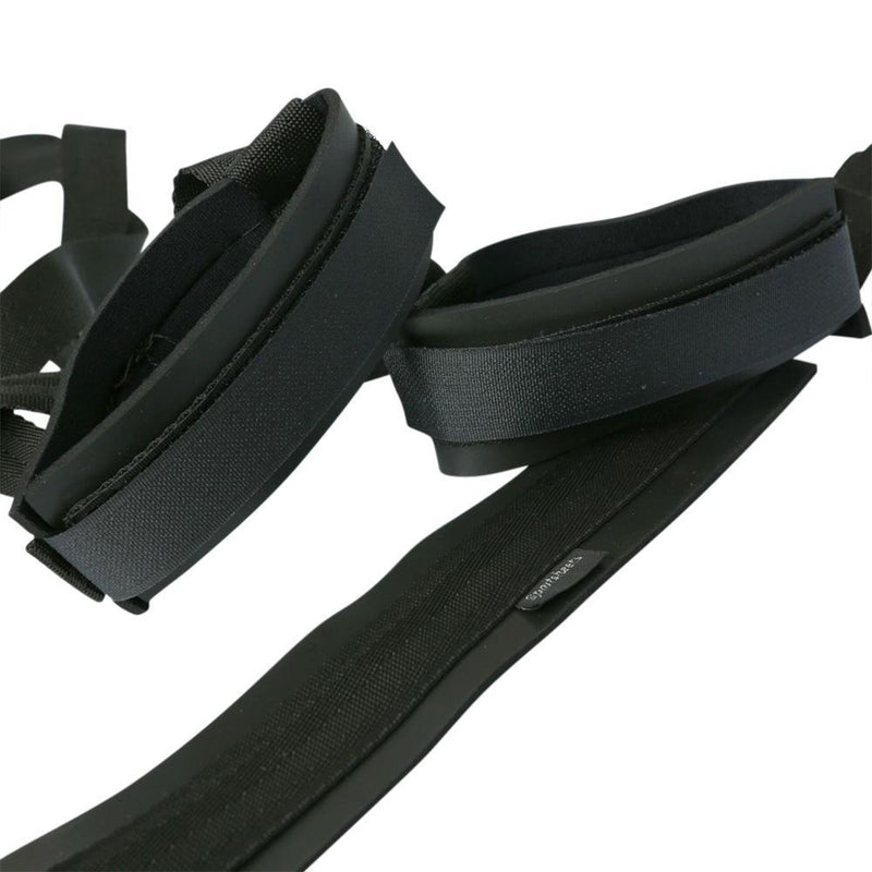 Close-up image of the Sportsheets Sex Sling shows the Velcro attachments of the ankle cuffs for easy on and easy off. | Kinkly Shop