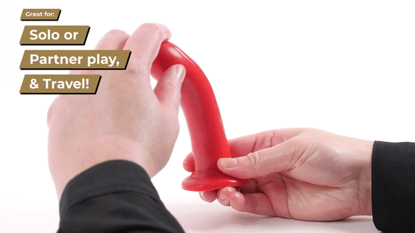 GIF shows the Sportsheets Flare dildo being flicked by a finger. It quickly shoots back up to its original posture. | Kinkly Shop