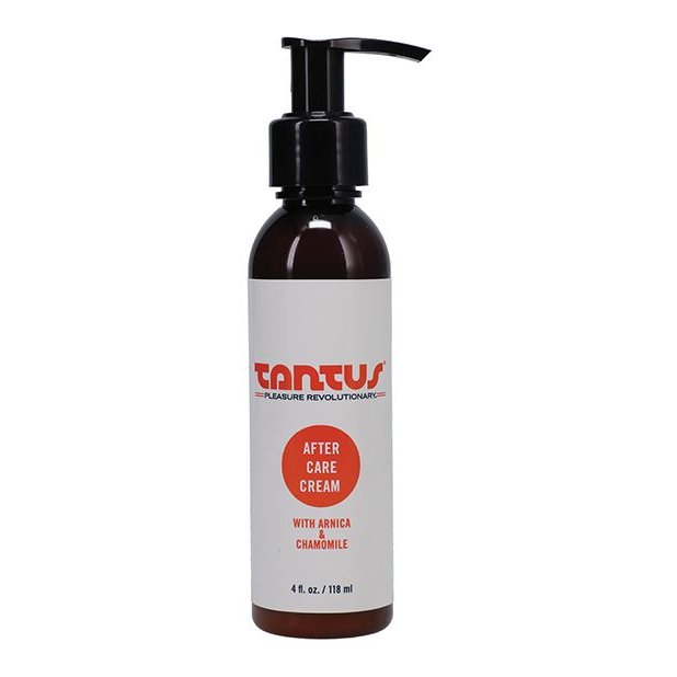 The bottle of the Tantus Apothecary After Care Cream. It has a squirt-top pump at the top of the bottle. It looks like a lotion bottle. | Kinkly Shop