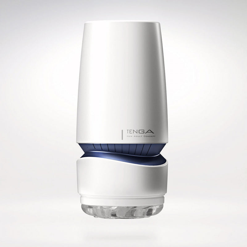 Tenga Aero Cobalt with the lid removed to show the insertable area of the penis stroker Tenga Toy. | Kinkly Shop
