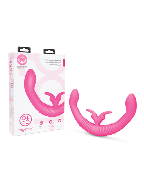 The Together Toy Shared Vibrator for Couples next to the packaging. | Kinkly Shop