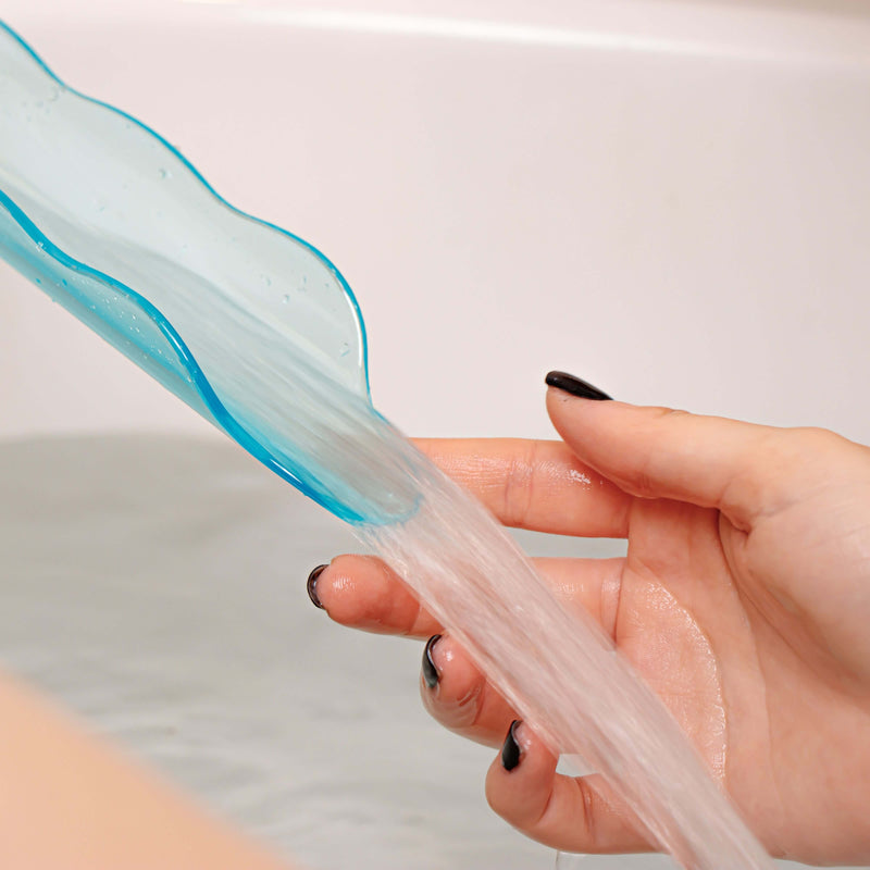 Close-up of the exit point of the Waterslyde Bathtub Water Diverter shows the high pressure at which the water leaves the Waterslyde Bathtub Water Diverter - all designed for more pleasure during use. | Kinkly Shop