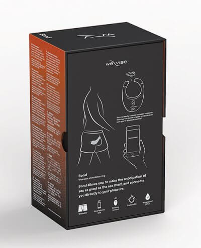 The backside of the We-Vibe Bond packaging. It shows illustrations of how the We-Vibe Bond can be used. | Kinkly Shop