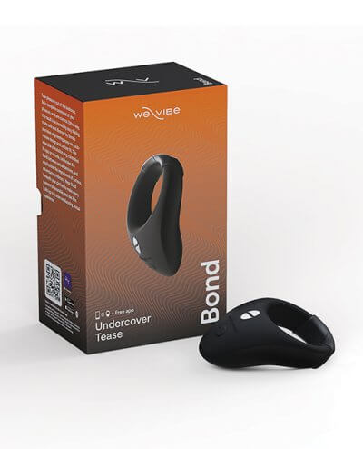 The We-Vibe Bond sitting in front of its packaging. | Kinkly Shop
