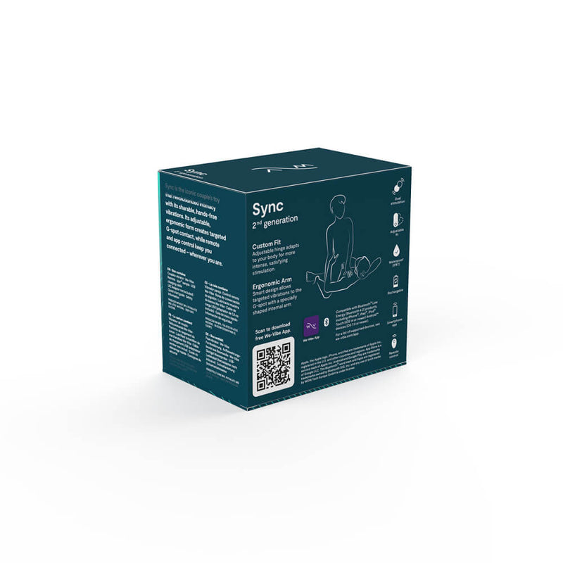 The backside of the packaging for the We-Vibe Sync 2 | Kinkly Shop