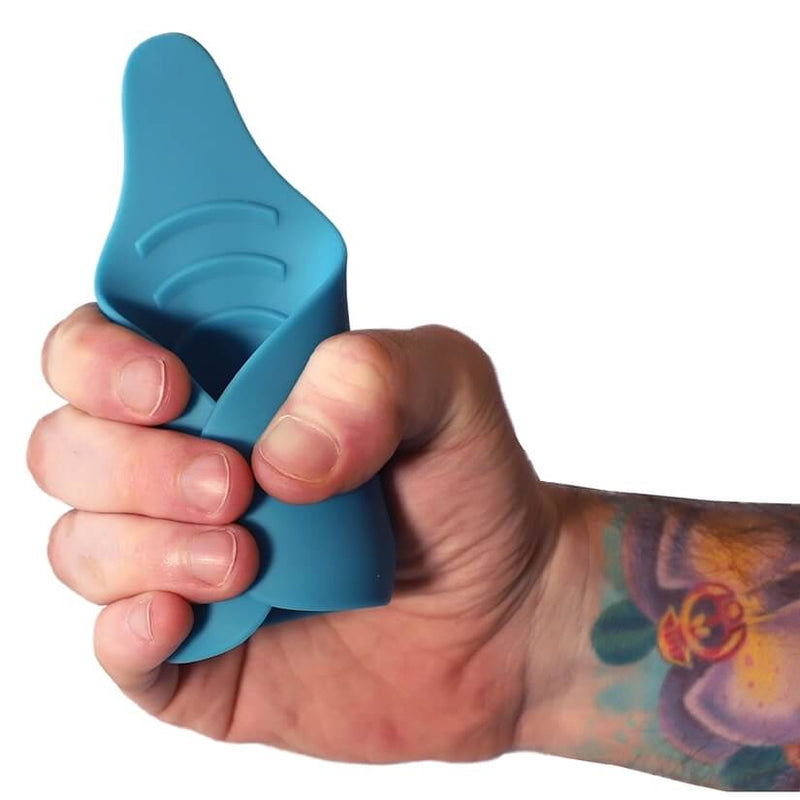 A hand curves the Wild Flower Enby 2 into the stroker shape. | Kinkly Shop