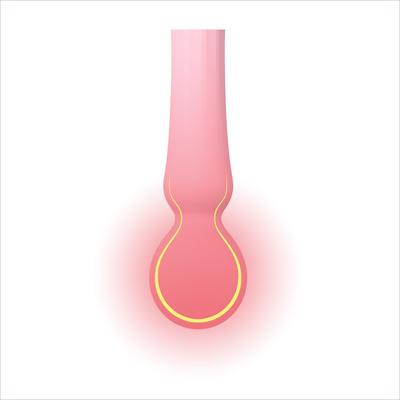 Illustrated image of the ZALO Confidence Pre-Heating Wand Massager shows the head of the massager glowing with warmth. | Kinkly Shop