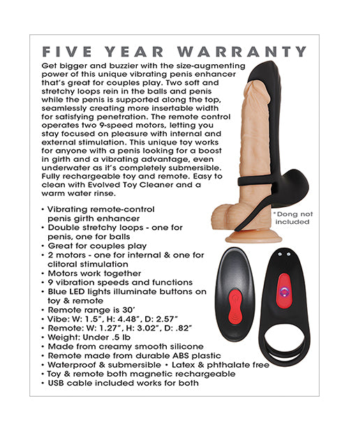 Backside of the packaging for the Zero Tolerance Vibrating Girth Enhancer Extension | Kinkly Shop